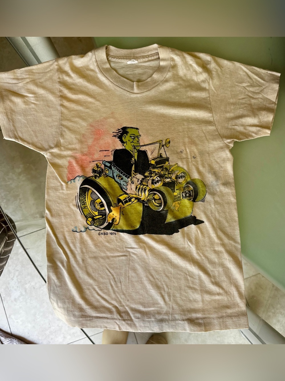 1975 “HOT ROD Frankstein”by Ed Roth KSO - Baby Cropped T Shirt - 1 OF a KIND
